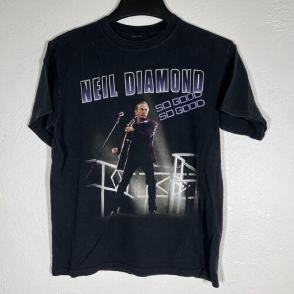 Late 2000s Neil Diamond World Tour Mens Size Medium Black Short Sleeve T Shirt